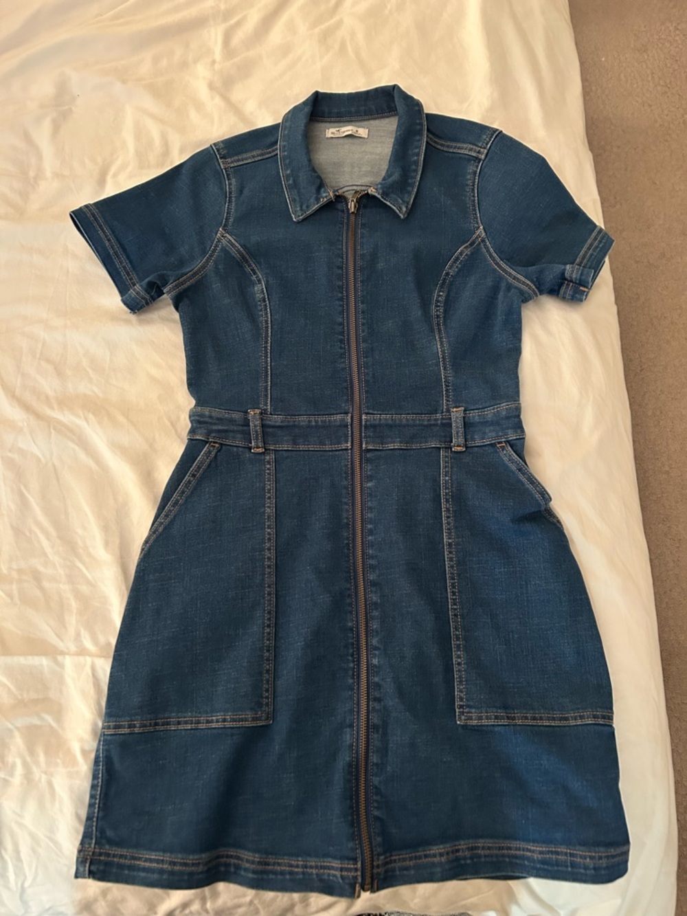 Hollister Blue Denim Zip-Front Mini Dress